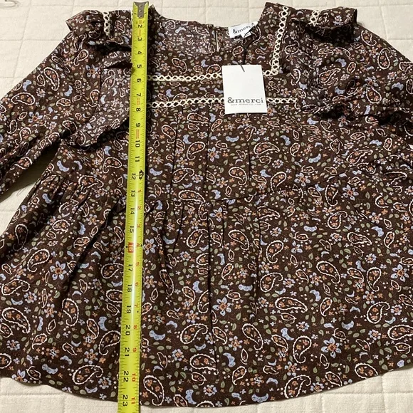 &merci Floral Ruffle Cotton Blouse - Brown - Picture 13 of 16